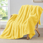 BEDELITE Ribbed Twin Blanket for Couch & Bed, Custard Yellow, Warm Yet by BEDELITE