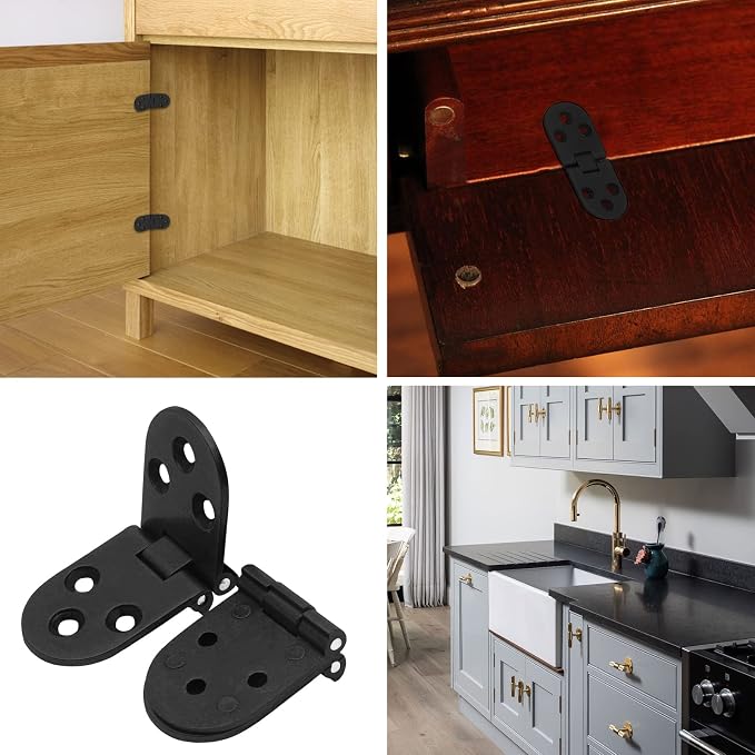 Piutouyar 4PCS Butler Tray Heavy Duty Folding Flip Top Hinge 180 Degree Round - Image 6