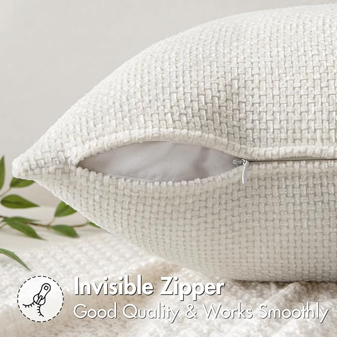MIULEE Decorative Couch Throw Pillow Covers 18x18 in Pure White 2 Pack | Modern - Image 5