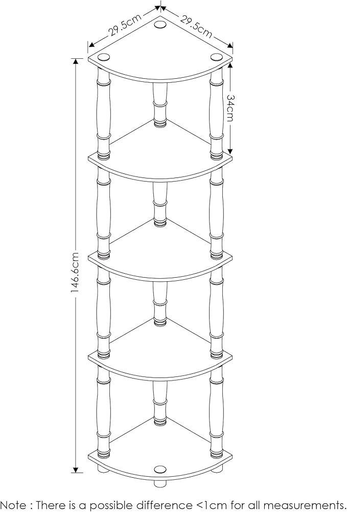Furinno Turn-N-Tube 5 Tier Corner Display Rack Multipurpose Shelving Unit - Image 3