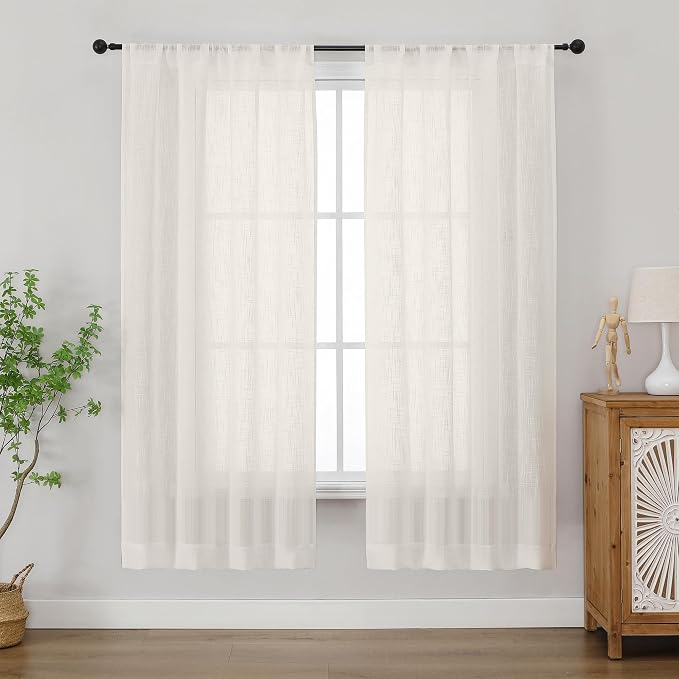 Chyhomenyc Semi Sheer Curtains 63 Inch Length 2 Panels by Chyhomenyc