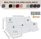 5-Piece Recliner Sofa Covers, Stretch Geometric Strokes Jacquard Recliner Sofa - Image 2