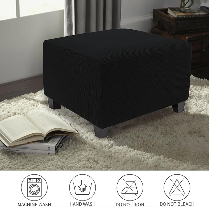 NeColorLife Stretch Ottoman Cover Square Oversized Soft Knitted Jacquard Thick - Image 6