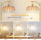QIYIZM Glass Floor Lamp for Living Room, Mid Century Modern Brass Tall Lamp - Image 2