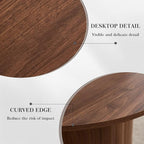 Round Nesting Coffee Table Set of 2 Mid Century Modern Wood Round Coffee Tables - Image 5