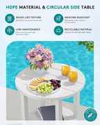 SERWALL Round Outdoor Side Table, HDPE Small Adirondack End Table, 2-Tier Patio - Image 4