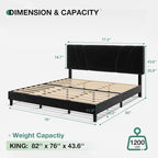 Novilla King Bed Frame and Headboard, King Bed Frame, Velvet Upholstered Bed - Image 2