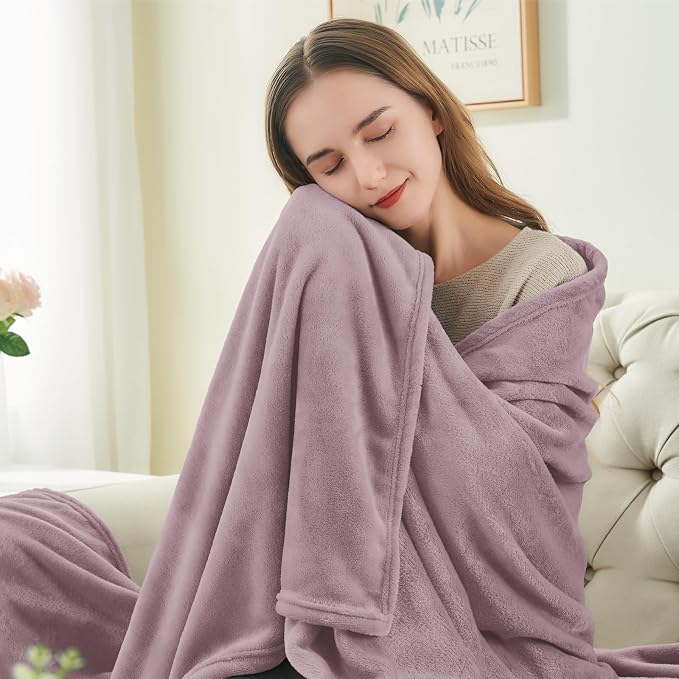 BEDELITE Fleece Blanket Soft Plush Twin Size Blanket Dusky Violet 60"x80" | - Image 3