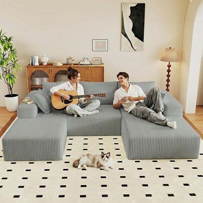 95" Cloud Sectional Couch U-Shaped Chaise - Image 6