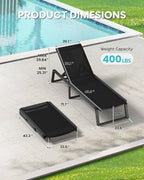 Aluminum Chaise Lounge Chair Outdoor, Foldable& No Assembly Patio Pool Lounge - Image 2