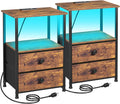 LOAKEKEL Night Stand Set 2, LED Nightstand by LOAKEKEL