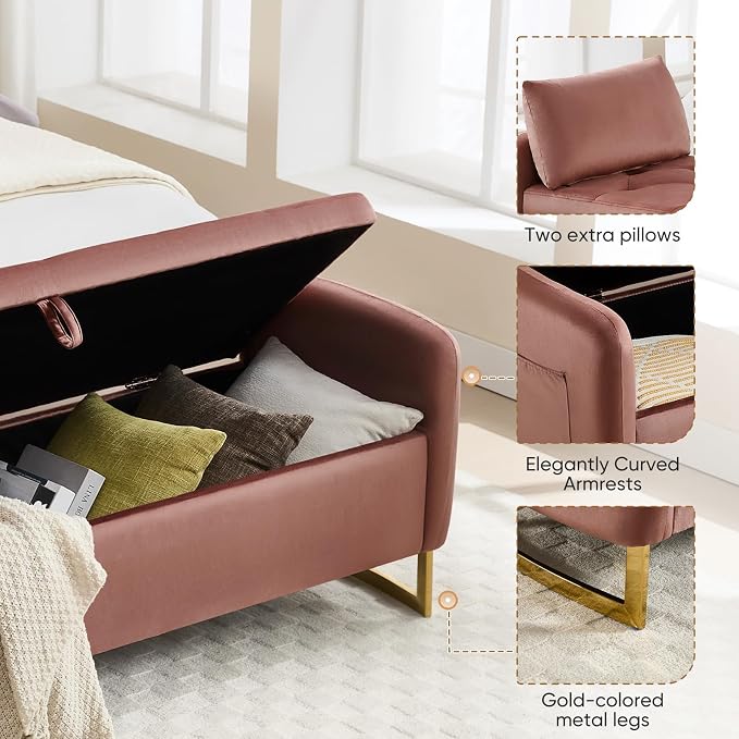 65" End of Bed Storage Bench, Modern Storage Benches - Image 5