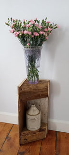 Reclaimed Historic Wood Corner end Table 24 inch Beige - Image 2