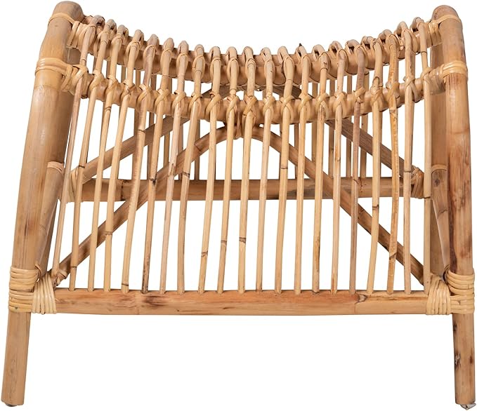 bali & pari Lamaria Modern Bohemian Natural Rattan Footstool - Image 2