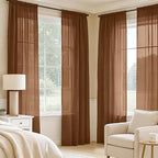 MIULEE Dark Brown Sheer Curtains 108 Inches Long 4 Panels 42 x 108 Inches | - Image 2