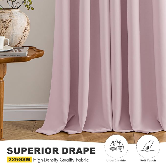 MIULEE Blackout Curtains for Bedroom 2 Panels 40 x 72 Inch Long Blush Pink | - Image 5
