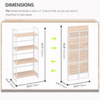 4NM No Assembly 4 Tiers Folding Bookshelf, 47.2" H Foldable Storage Shelves - Image 2