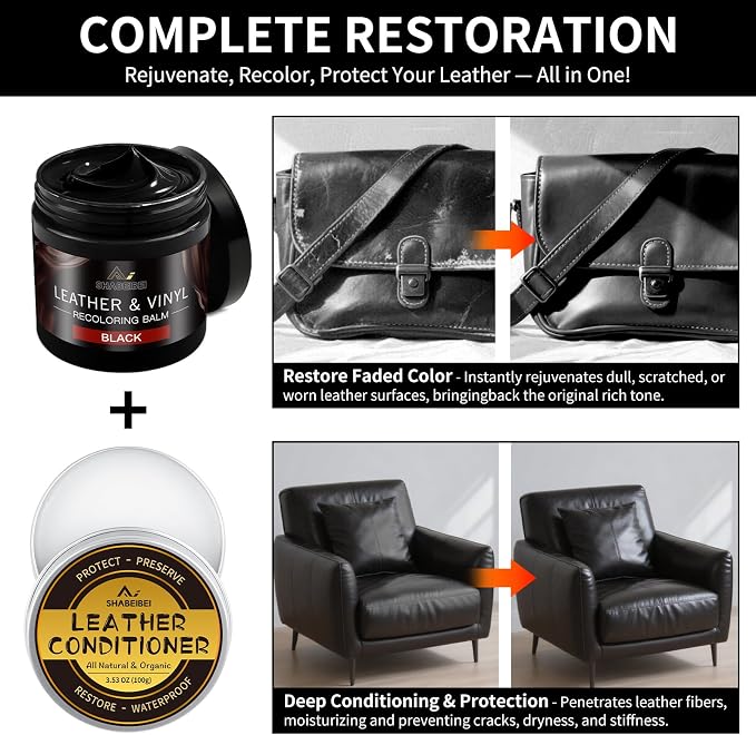 Leather Recoloring Balm with 100ml Mink Oil, Car Seats, Dye & Restorer - Image 2