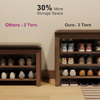 AQIMUELE Shoe Bench with Leather Cushion, 3 Tiers Shoe Storage Bench Height - Image 6