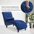 Chaise Lounge Indoor, Velvet Upholstered Lounge Chair Button-Tufted Armless - Image 3