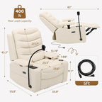 Olela Power Glider Recliner Nursery Chair, Oversized Leather Swivel Rocking - Image 3