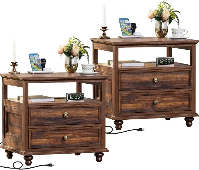 Joaxswe Farmhouse Nightstand Set of 2 by Joaxswe