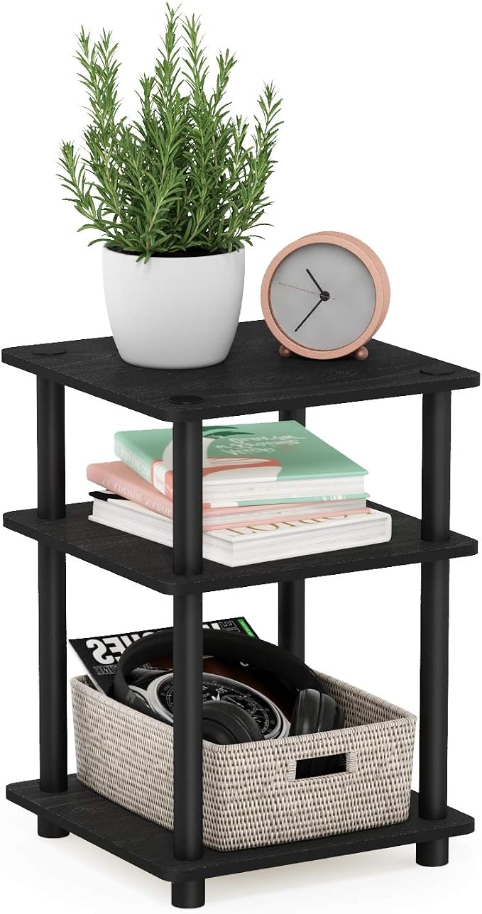 Furinno TURN-N-TUBE Side Table, 3-Tier Square Modern End Table, Open Shelves - Image 6