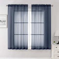 Navy Blue Sheer Curtains 63 Inch Length 2 Panels, Rod Pockets Window Treatments by Lecloud