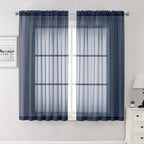 Navy Blue Sheer Curtains 63 Inch Length 2 Panels, Rod Pockets Window Treatments by Lecloud
