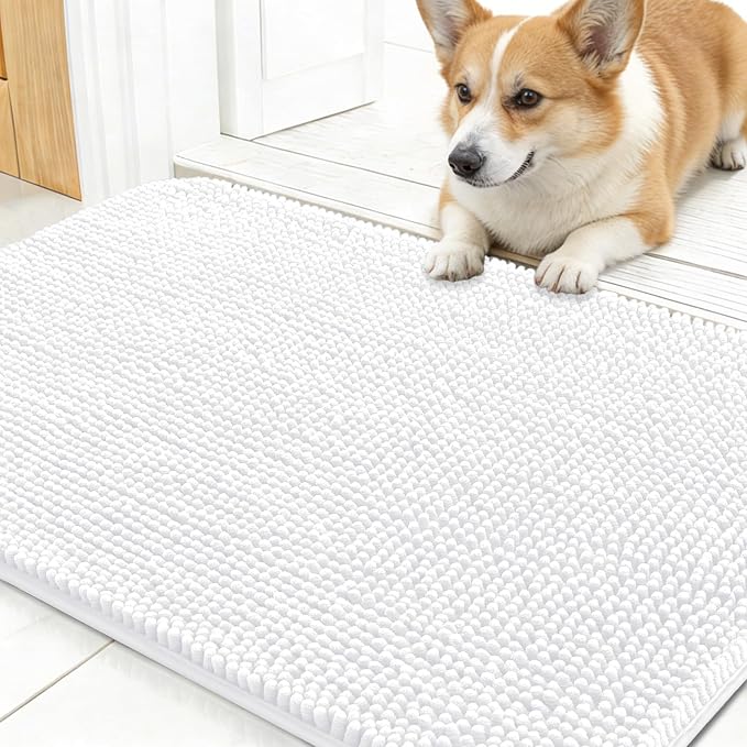 OLANLY Dog Door Mat for Muddy Paws 24x16, Super Absorbent Chenille Mud Mat | by OLANLY