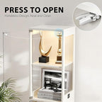 Display Cabinet with Glass Doors, Display Case with Lights and Human Body Sensor - Image 4