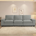 TEKAMON 100" Modular Sofa with Seats Storage, Comfy 3-Seater Chenille Fabric by TEKAMON