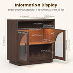 Sideboard Buffet Cabinet with Storage, Wine Bar Cabinet with Arched Glass Doors - Image 2