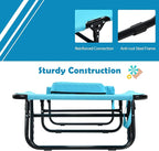 Folding Beach Lounge Chair w/ 5 Adjutable Backrest & Padded Pillow, Sunbathing - Image 8