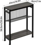 End Table Set of 2 for Small Space, 3-Tier Narrow Side Table - Image 3