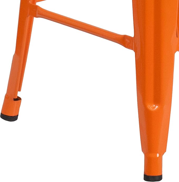 Flash Furniture Kai Commercial Grade 24" High Backless Orange Metal - Image 5