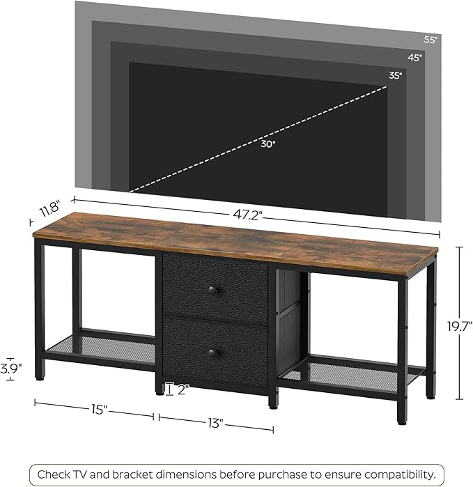 YATINEY TV Stand for TVs up to 55", Entertainment Center - Image 7