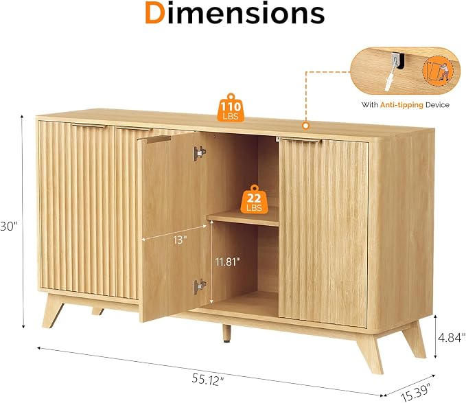 VINGLI Modern TV Stands for 65 inch tvs, Mid Century TV Stand - Image 3