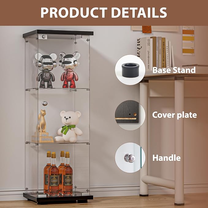 FANYUSHOW 3-Shelf Glass Display Cabinet - Image 4