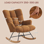 SAETSFEG Rocking Chair Nursery Teddy Upholstered Glider Rocker Rocking Accent - Image 2