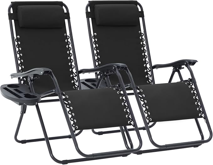 JEAREY Zero Gravity Lounge Chairs Set of 2, Adjustable Steel Mesh Recliners by JEAREYOutdoorsCollection