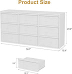 Garvee 9 Dresser for Bedroom, 58.7" Wide Dresser, Freestanding Horizontal Drawer - Image 2