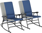 Outsunny Folding Outdoor Rocking Chairs Set of 2, Oversized Outdoor Rocking by Outsunny