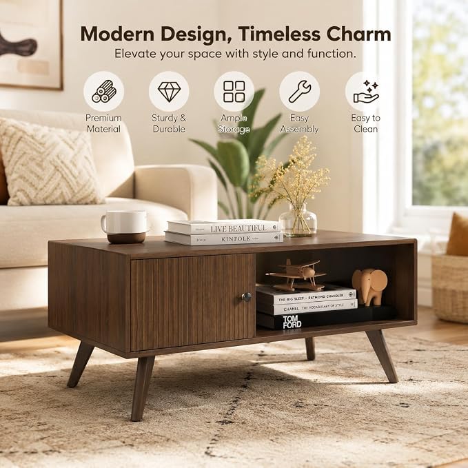 Manora Mid Century Modern Coffee Table - Image 4