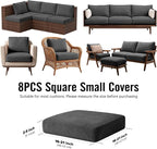 8Pcs Outdoor Cushion Covers, Stretch Patio Furniture Couch Chair Slipcovers | - Image 2