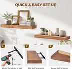 24x8x1.6 inch Floating Shelves Set of 2 – Solid Wood Rustic Oak Wall Mounted - Image 5