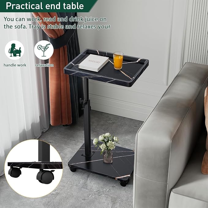 C Table End Table Adjustable Height, 360°Swivel TV Tray Table - Image 5