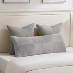 Fancy Homi Set of 2 Grey Boho Long Lumbar Body Decorative Throw Pillow Cover - Image 2