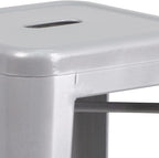 Flash Furniture Lily 4 Pack Commercial Grade 30" High Backless Silver Metal - Image 6