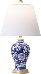 JONATHAN Y 24" Navy/White French Country Ceramic Floral Urn Table Lamp by JONATHANY